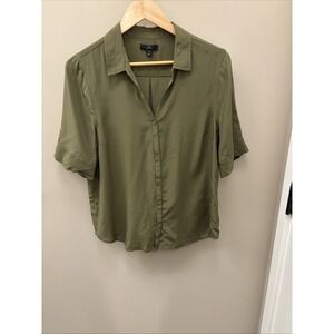 j crew collection silk blouse M Olive Green Shortsleeved